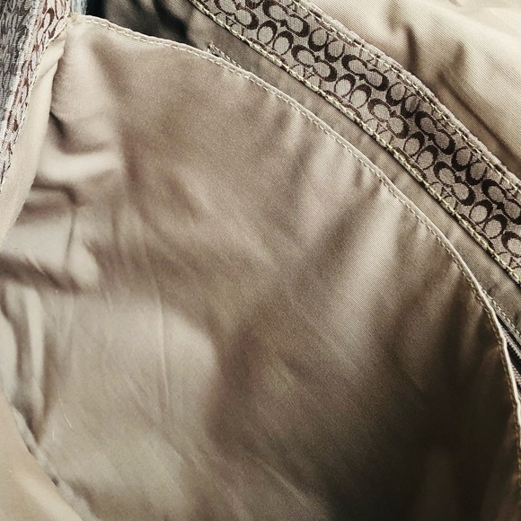 Coach Large Mini Signature Tote Khaki Tan Canvas Jacquard and Leather - Picture 10 of 16